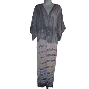 Surf Gypsy Twist Front Duster Swim Cover-Up Dress Grey‎ Tie Dye Size S Boho
